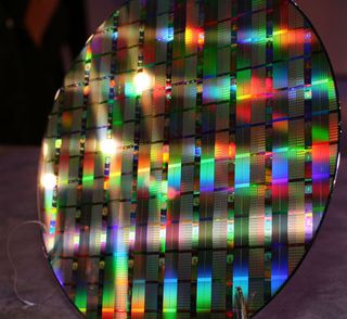 A closer look at the 80-core teraflop wafer.