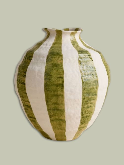 Striped Textured Ceramic Vase