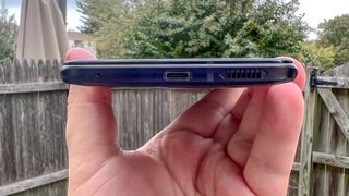 redmagic 6s pro review: phone in hand showing charging port