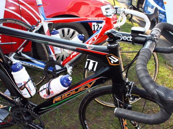 Filippo Pozzato (Katusha) is using a special blacked-out edition of his Italian national champion Ridley.
