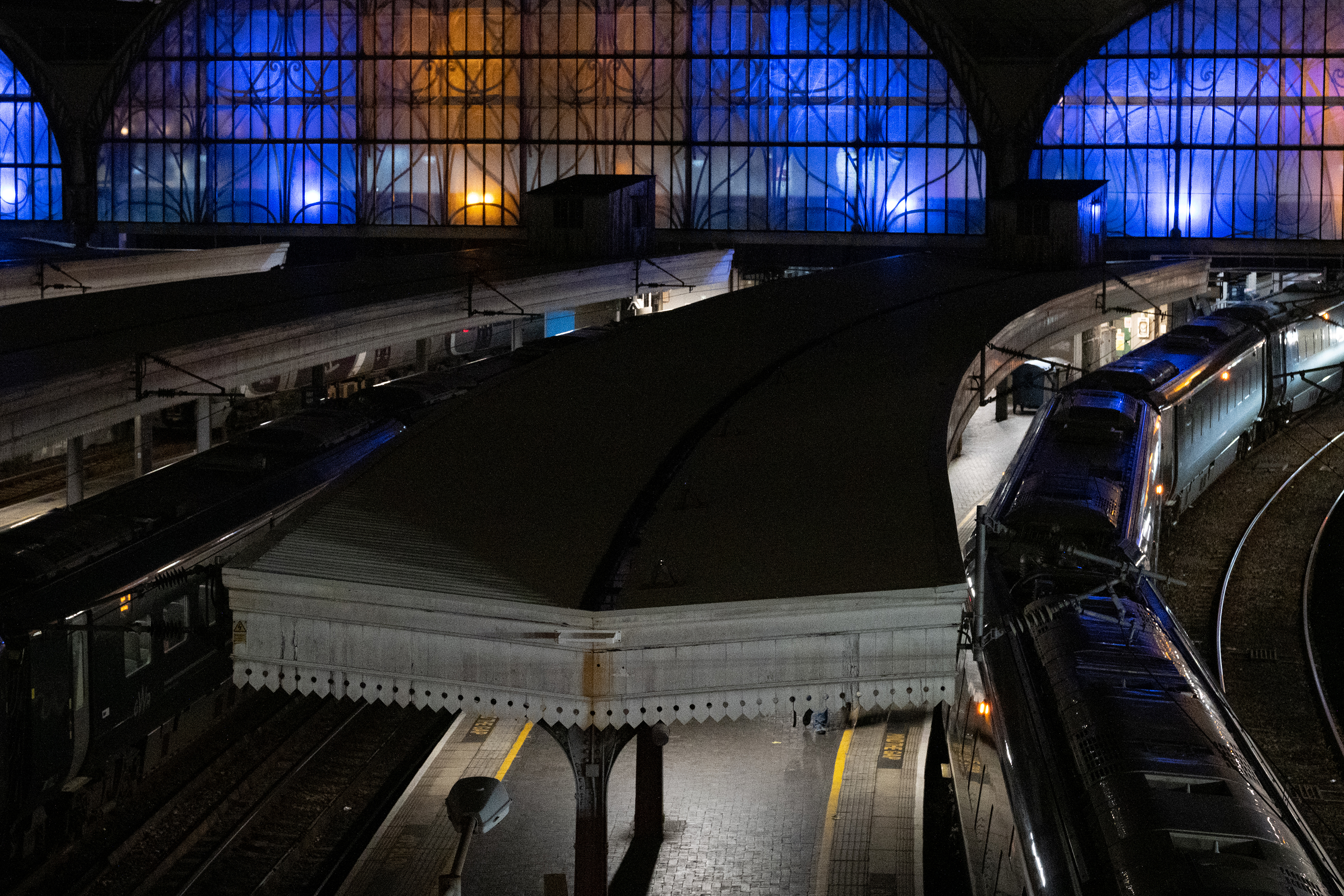 The outside of Paddington station at night