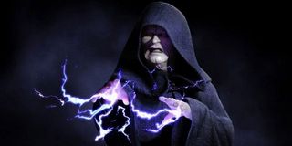 Emperor Palpatine, firing lightning from his hands.