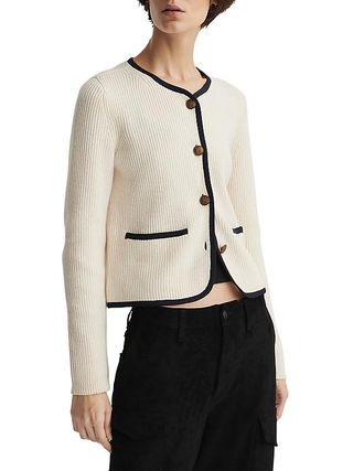 Nancy Wool-Blend Rib-Knit Cardigan