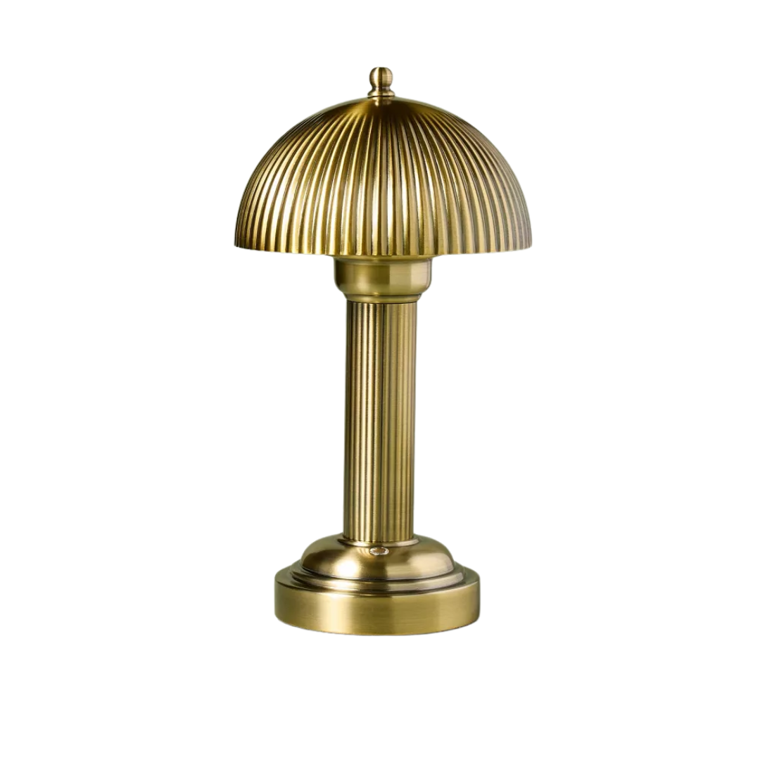 11.5" Fluted Metal Rechargeable Library Table Lamp Brass (includes Led Light Bulb) - Hearth & Hand™ With Magnolia