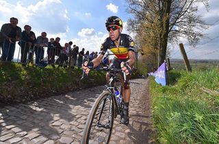 Philippe Gilbert over the cobbles at the 2017 Tour of Flanders