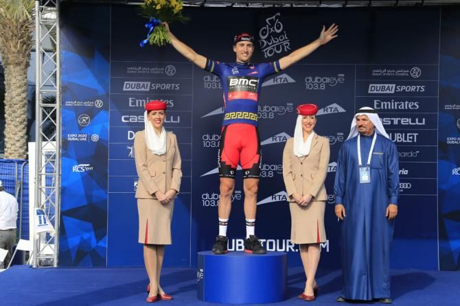 Taylor Phinney (Team BMC) in the leader's jersey in Dubai