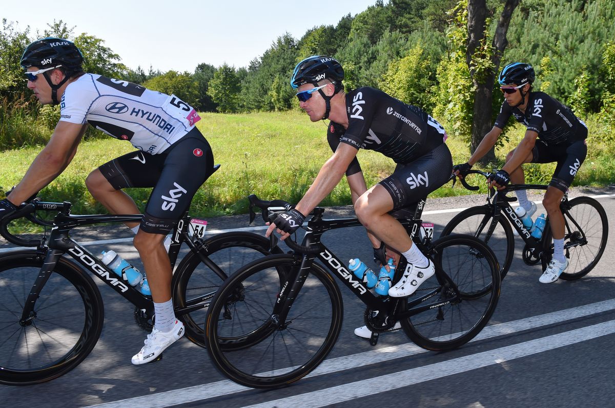 Danny van Poppel (Team Sky) in the white sprint jersey