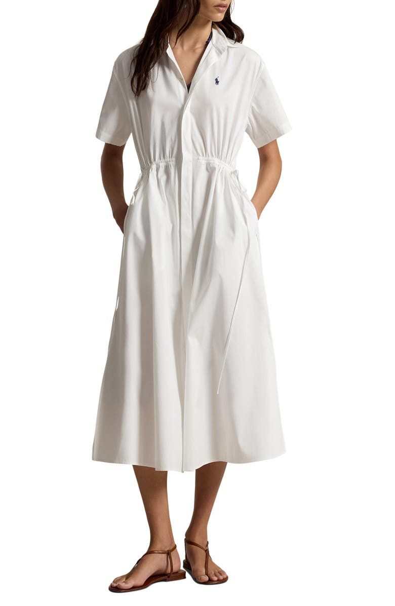 Cinch Waist Cotton Shirtdress