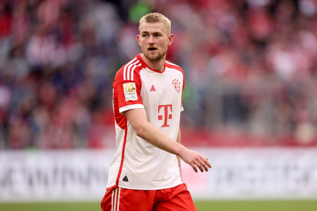 Arsenal target Matthijs de Ligt of FC Bayern Munich looks on during the Bundesliga match between FC Bayern München and 1. FSV Mainz 05 at Allianz Arena on March 09, 2024 in Munich, Germany.