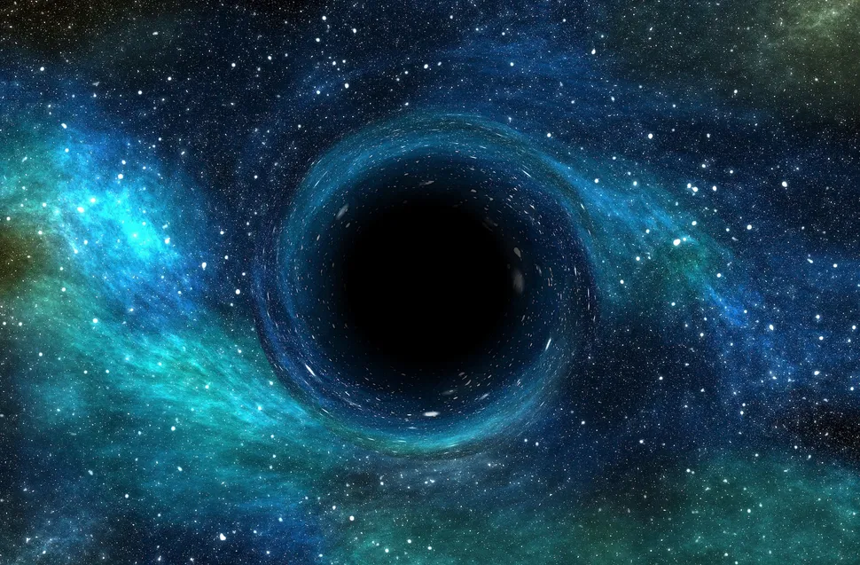 تخيل فنان عن الثقب الأسود. يمكن أن تشكل الثقوب السوداء البدائية مادة مظلمة، وفقًا للنظرية (مصدر الصورة: Shutterstock) 