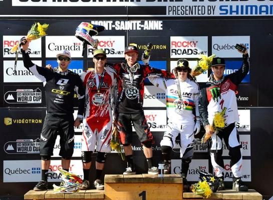Aaron Gwin (Trek World Racing) topped the podium in Mont-Sainte-Anne at the World Cup
