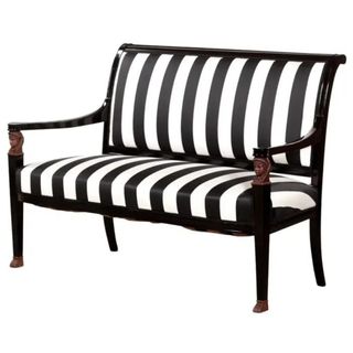 french empire sofa with black and white striped upholstery