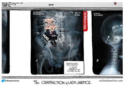 Political Cartoon U.S. Chuck Schumer Senate Democrats Gorsuch nomination obstruction