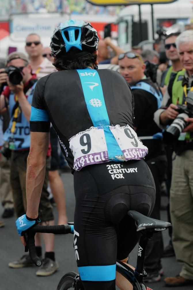 Thomas's back showed obvious signs of a tumble
