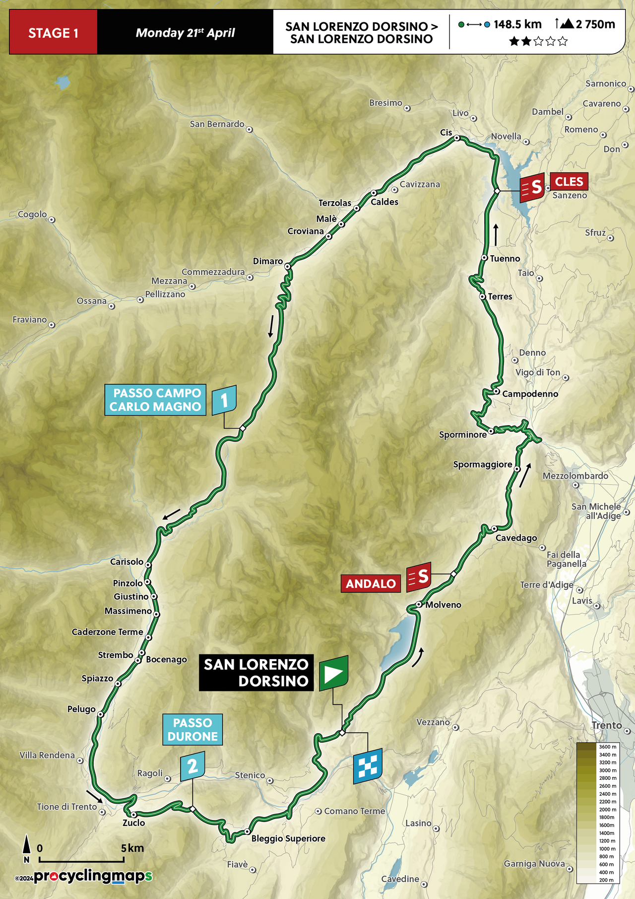Tour of the Alps stage 1 map