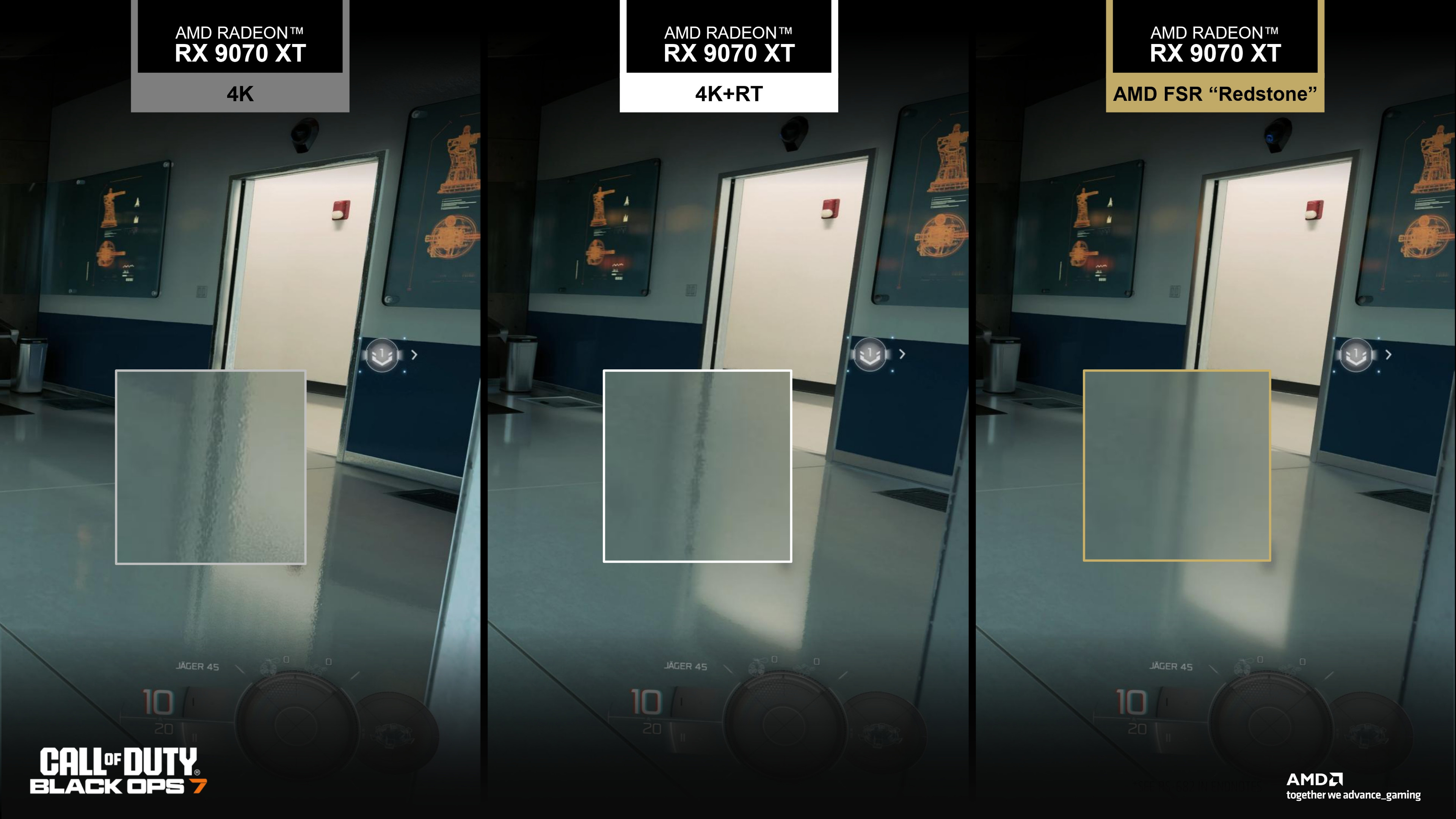 A presentation slide from AMD's FSR Redstone Press Deck, as issued December 2025