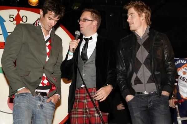 David Millar, Jonathan Vaughters and Tyler Farrar on stage