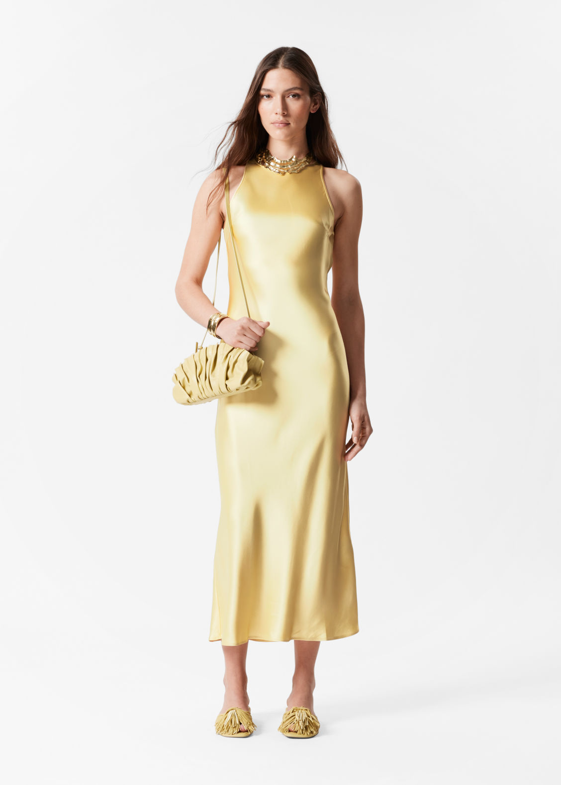 Sleeveless Satin Midi Dress
