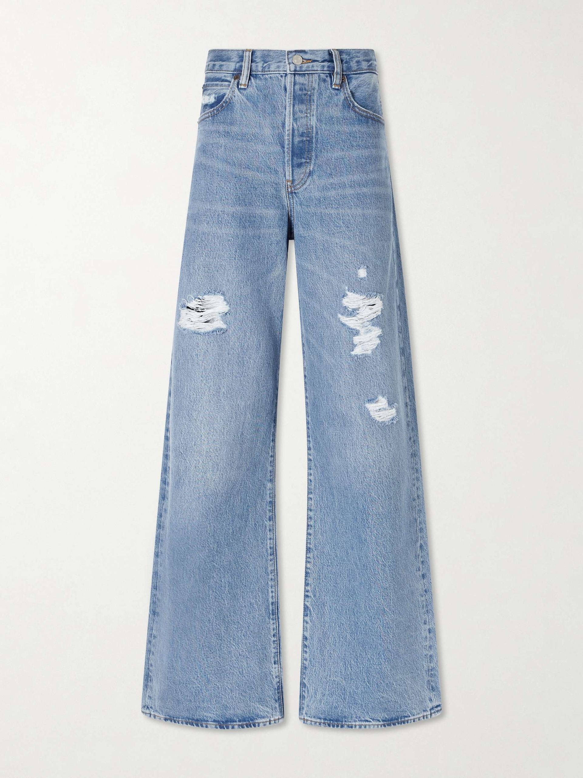 The Loose Distressed Mid-Rise Straight-Leg Jeans