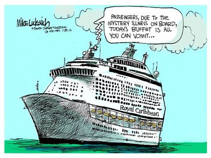 Editorial cartoon cruise industry illness