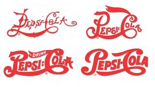 First four iterations of the Pepsi script logo