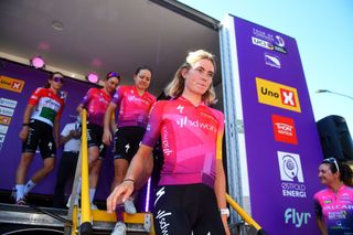MYSEN NORWAY AUGUST 12 Demi Vollering of Netherlands and Team SD Worx during the team presentation prior to the 8th Tour of Scandinavia 2022 Battle Of The North Stage 4 a 1192km stage from Askim to Mysen UCIWWT tourofscandinavia TOSC22 on August 12 2022 in Mysen Norway Photo by Luc ClaessenGetty Images