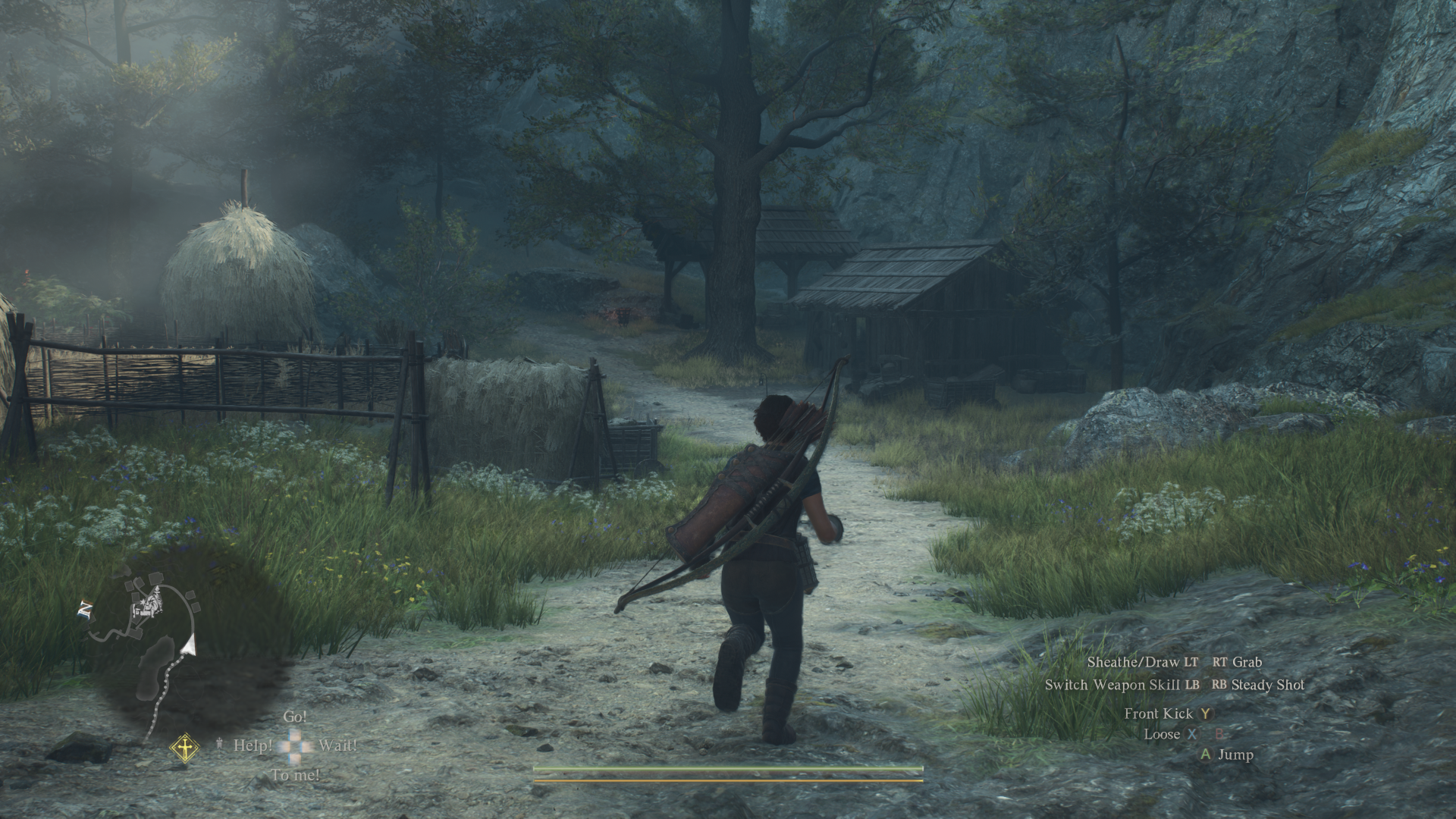 Dragon's Dogma 2 screenshot of an archer character exploring the Nameless Village