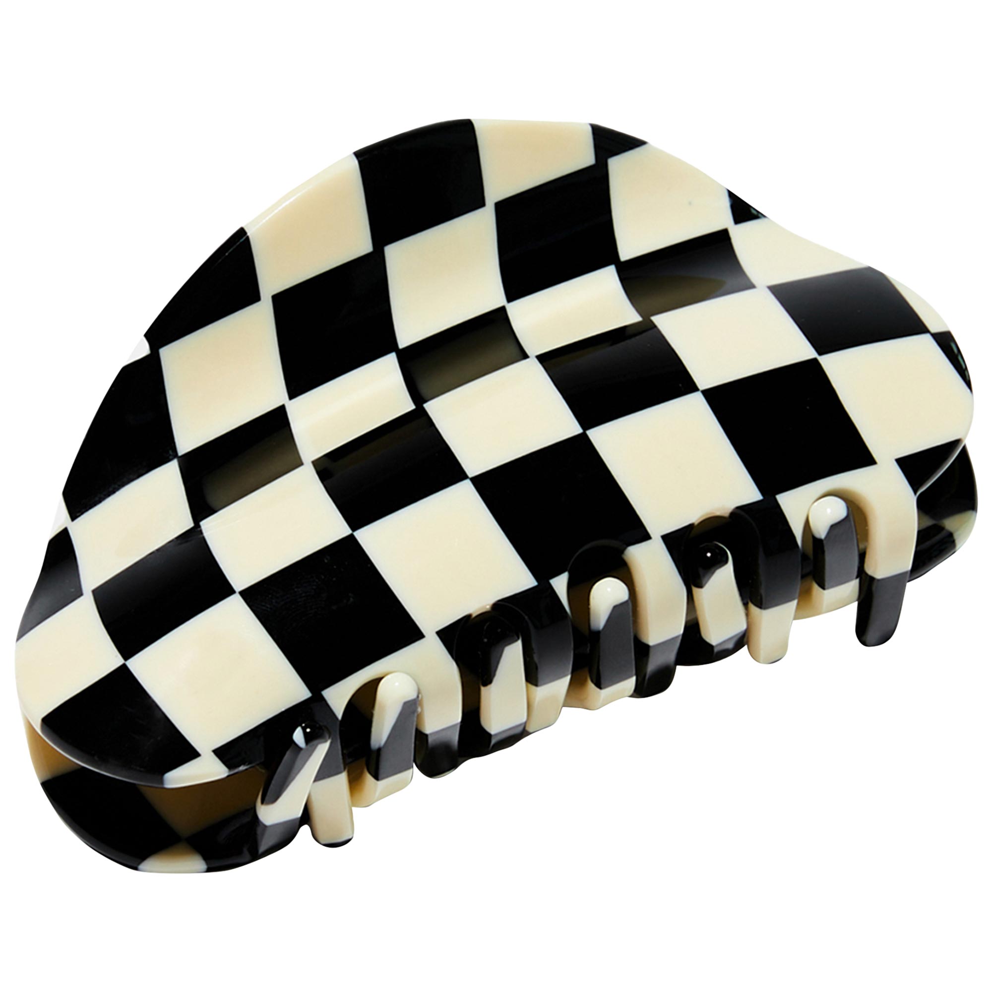 Medium Checker Hair Claw Clip in Black + White