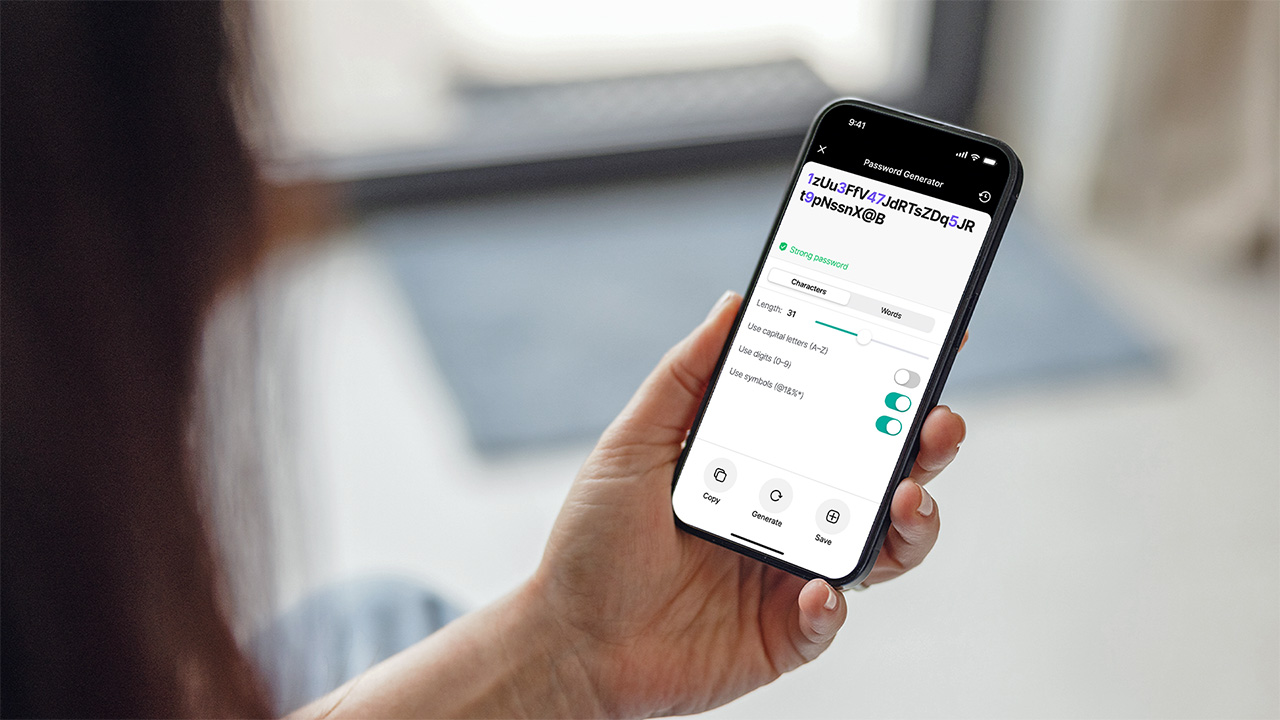 NordPass password generation being used on a phone