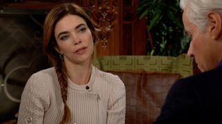 Amelia Heinle as Victoria looking concerned in The Young and the Restless