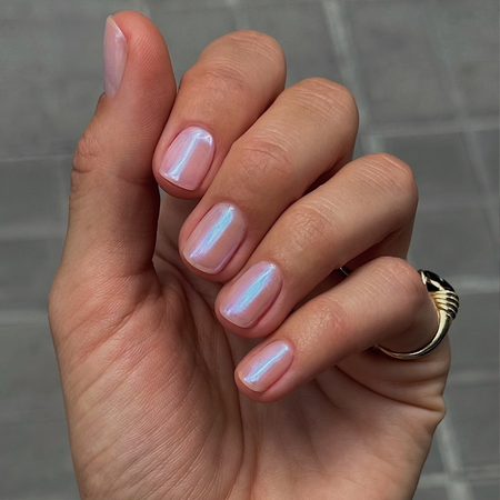 A blue glazed manicure