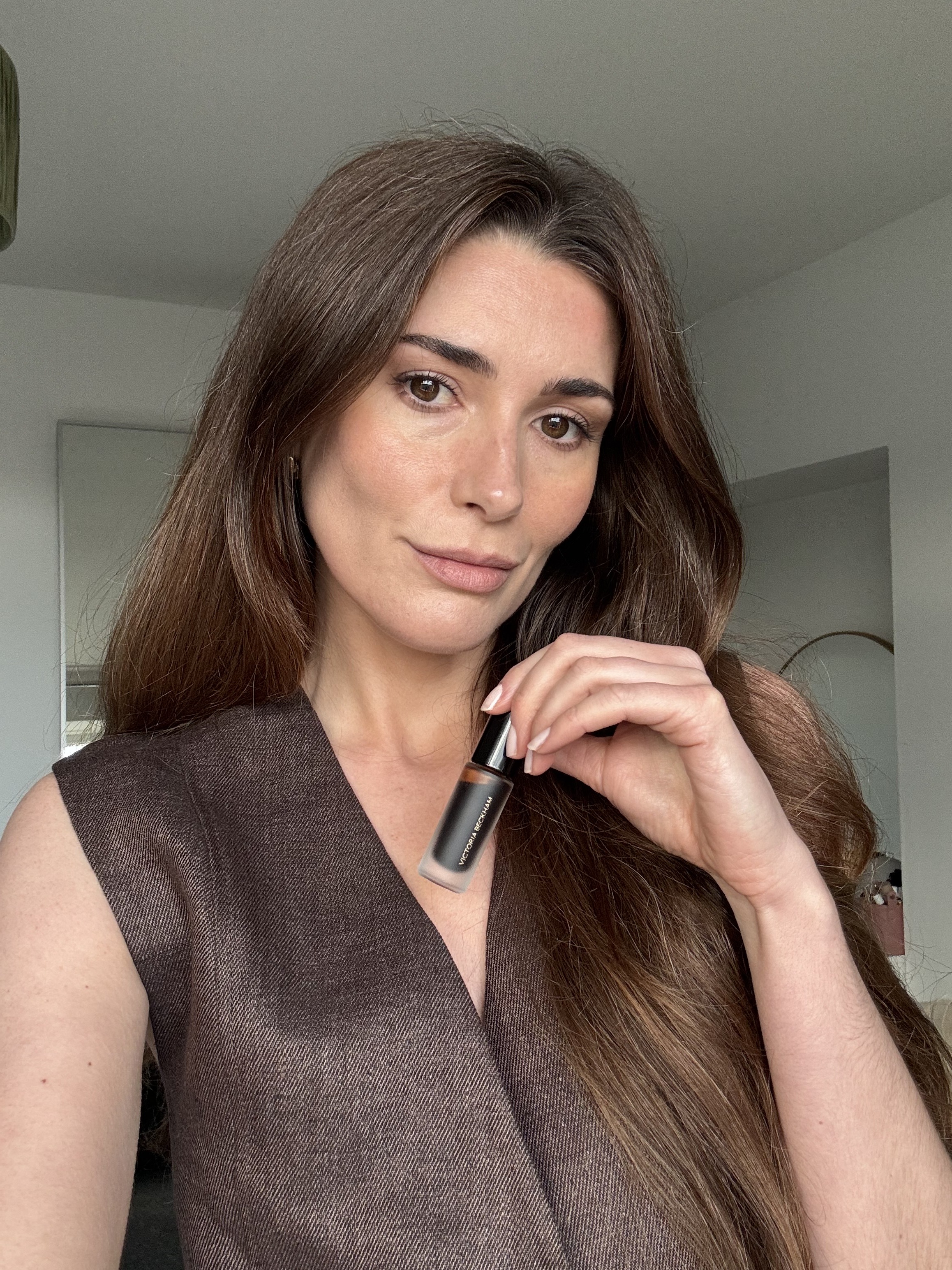 Beauty editor Eleanor Holding wearing Victoria Beckham Beauty Colour Wash Bronze Tint