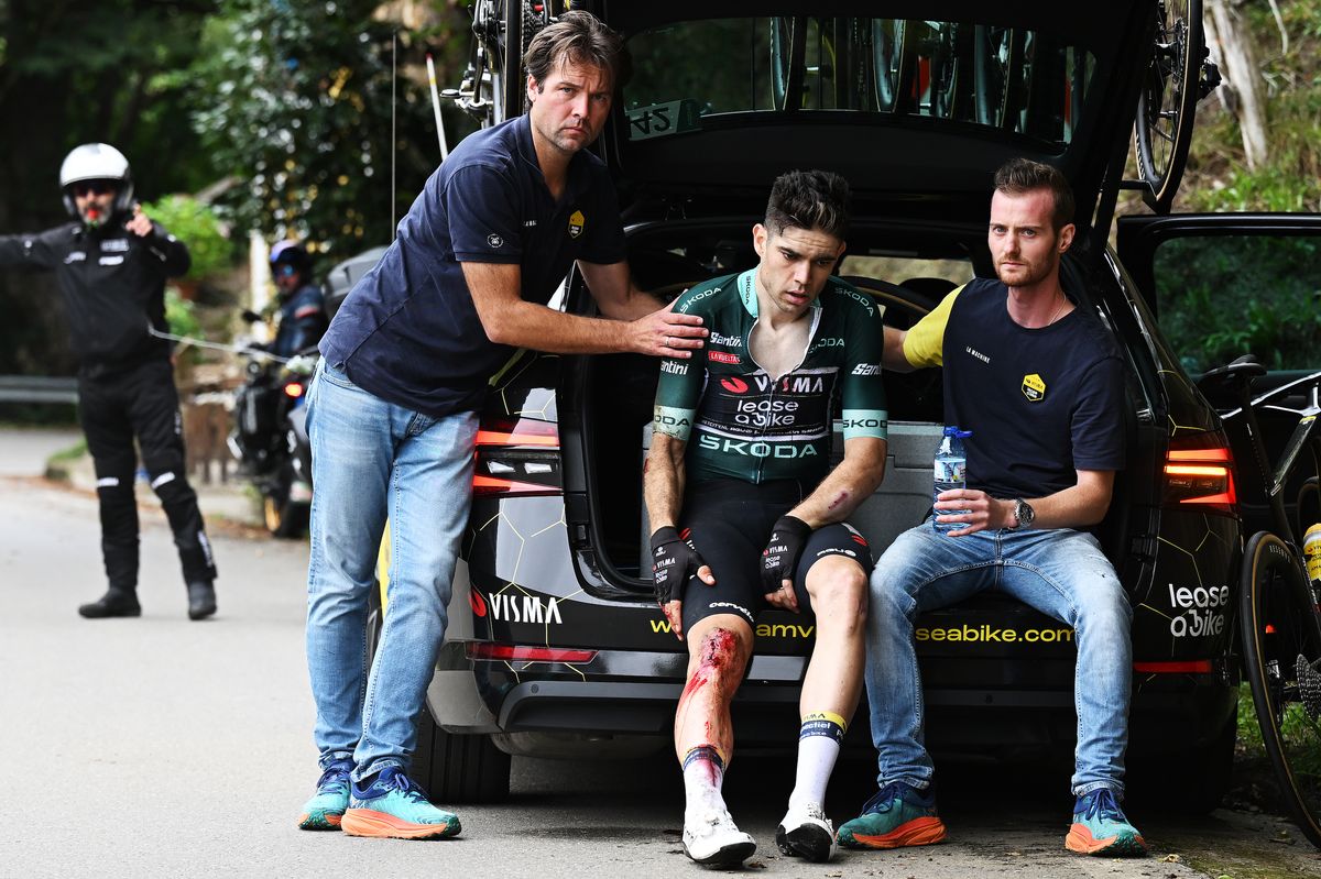 Wout Van Aert Crashes Out Of Vuelta A España On Damp Descent | Cycling ...