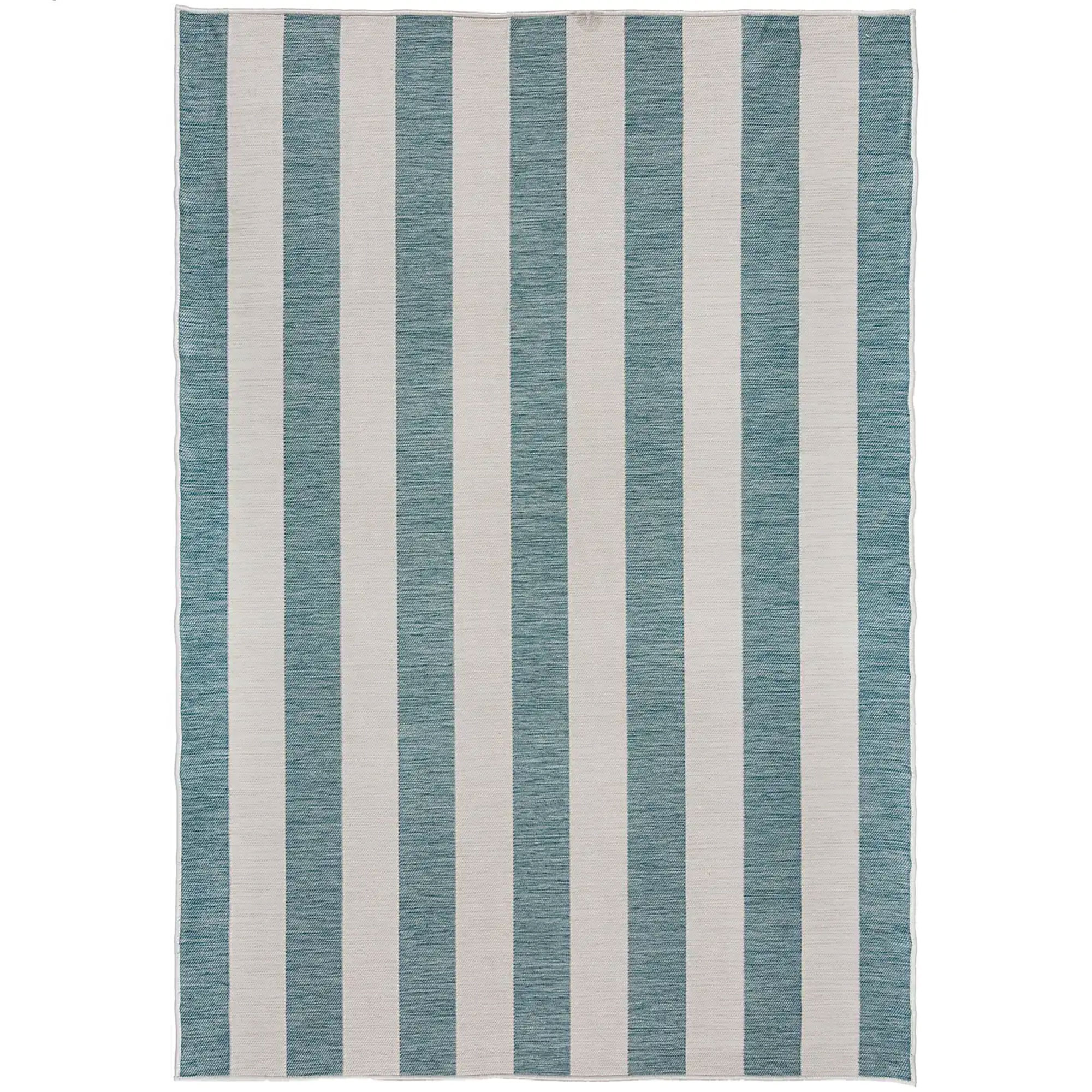 Blue and white stripe rug