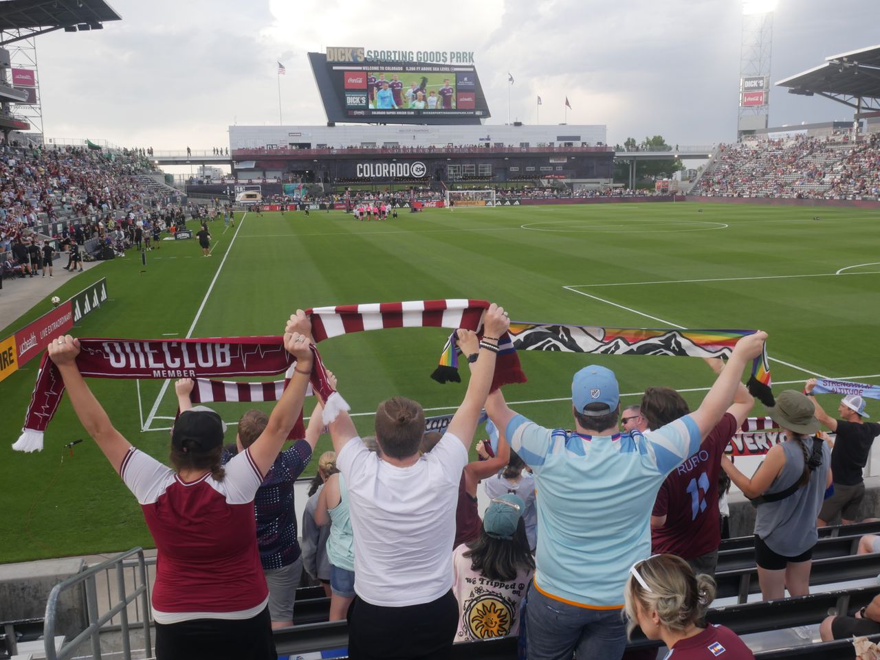 Soccer fans at a game