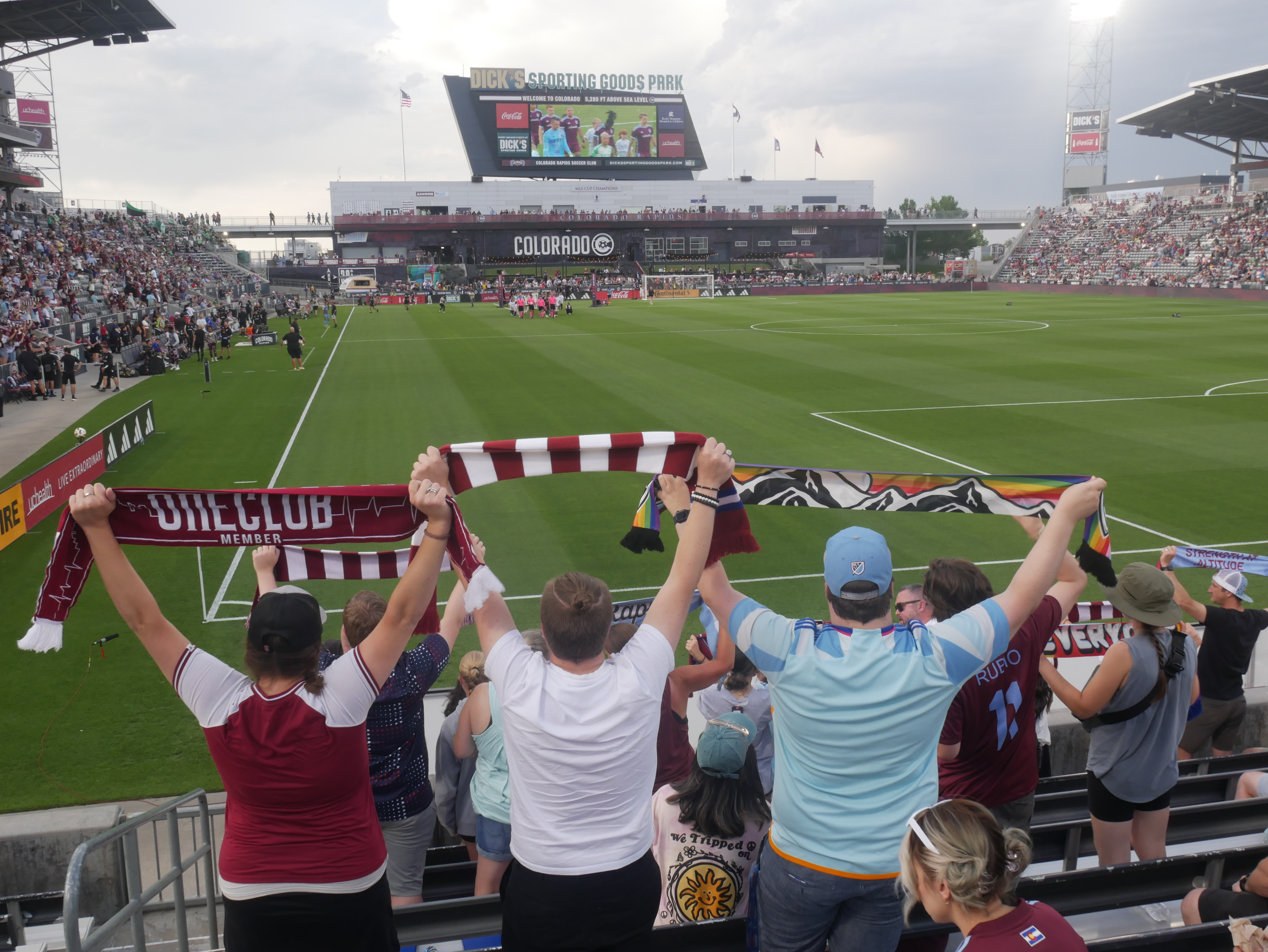 Soccer fans at a game