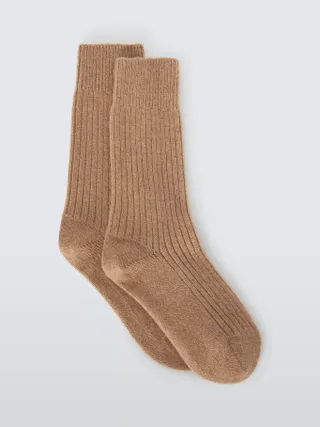 John Lewis Cashmere Rich Bed Socks, Caramel