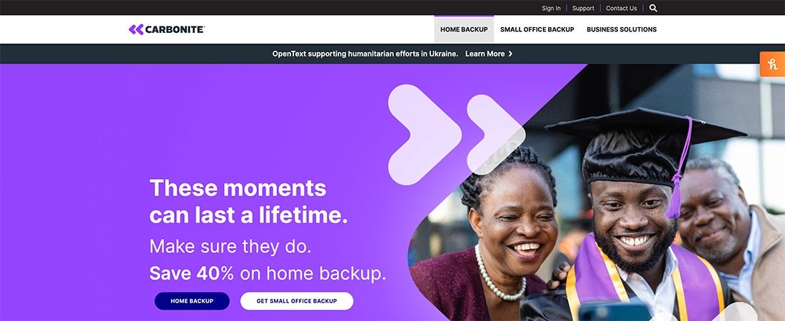 Carbonite website screenshot
