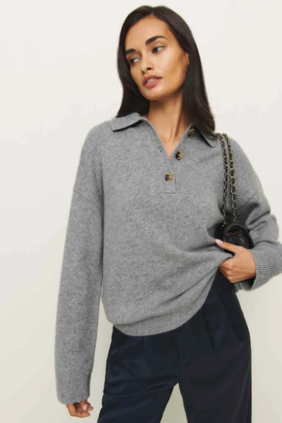 Reformation, Brooklyn Cashmere Polo Sweater