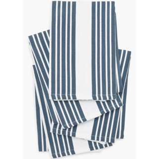 blue and white striped kitchen towels