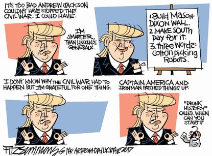 Political Cartoon U.S. Trump Civil War Andrew Jackson Lincoln