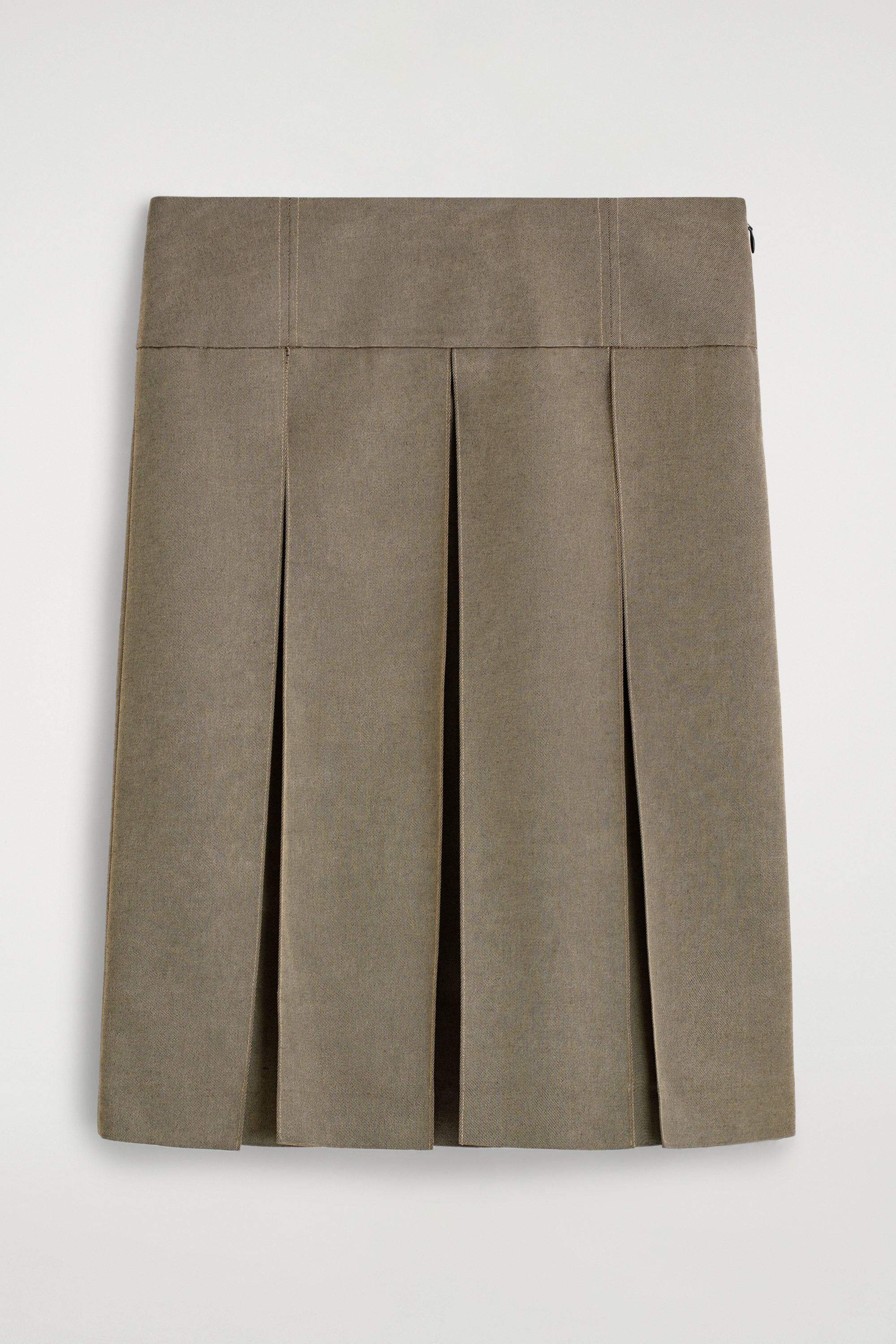 Pleated Metallic Wool-Blend Skirt