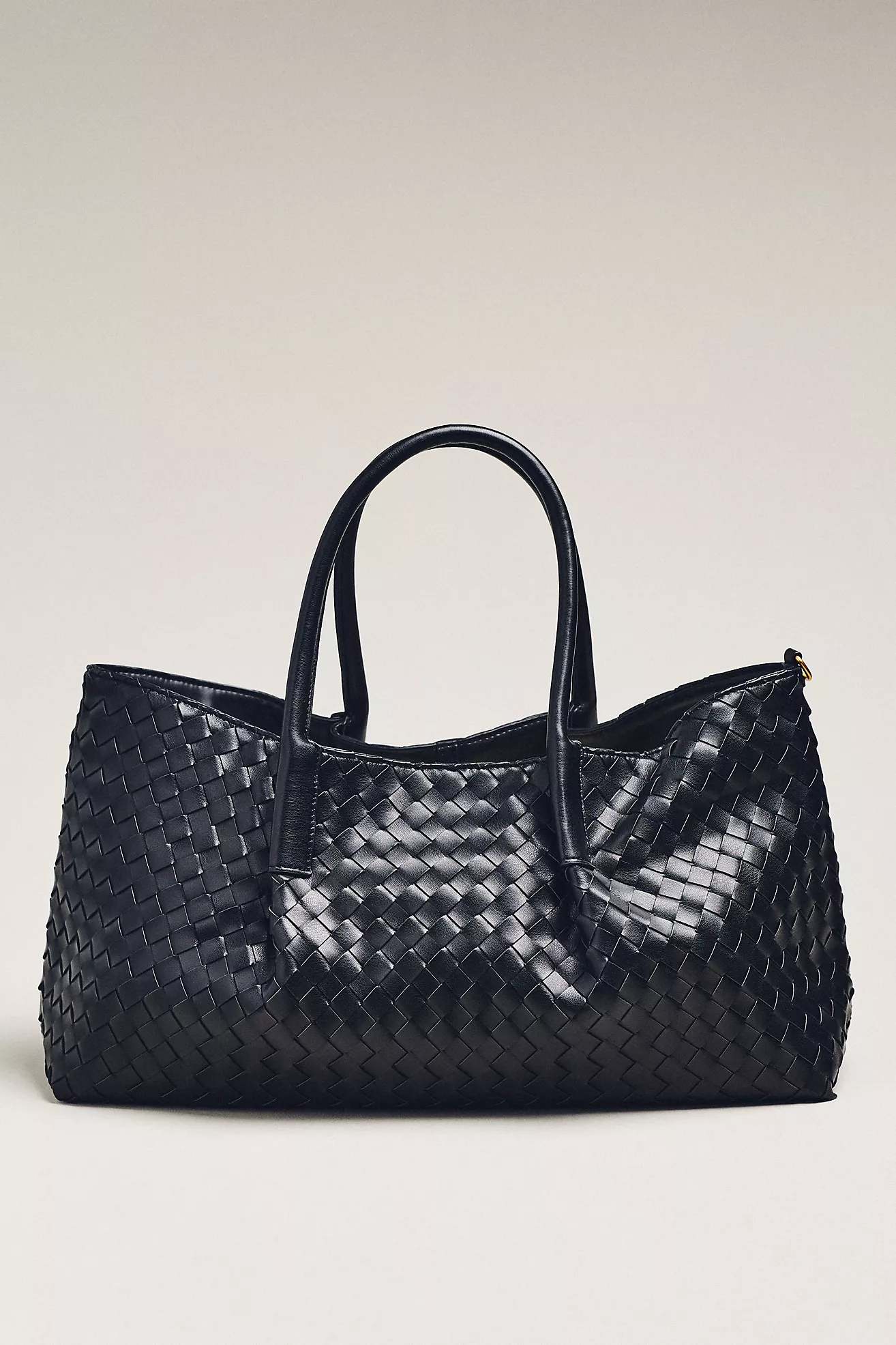 Woven Faux-Leather Tote Bag