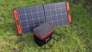 Jackery Solar Generator 500 on a lawn