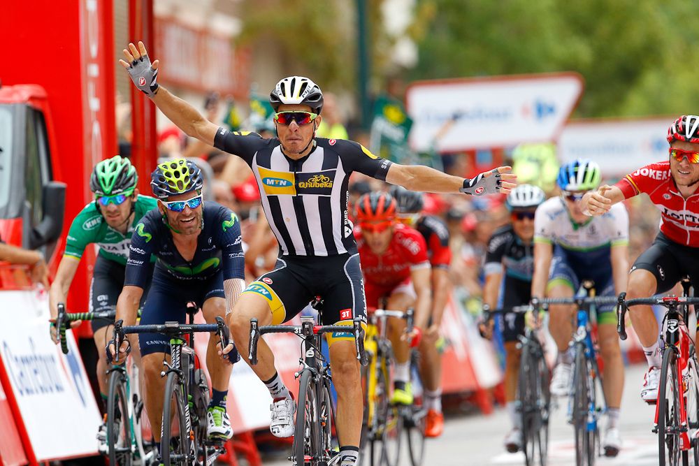 Kristian Sbaragli (MTN-Qhubeka) wins stage 10 of the 2015 Vuelta a Espana.