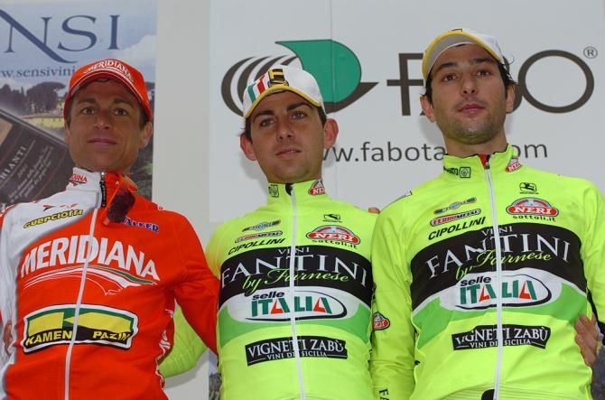 The podium: Patrik Sinkewitz, Mauro Santambrogio and Oscar Gatto