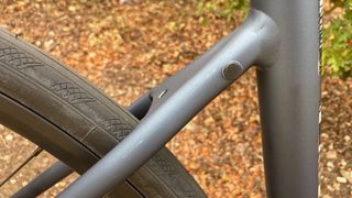 A close up of where seat stays meet seatpost, showing fixings for rack or fenders, on a Boardman URB 8.9 hybrid
