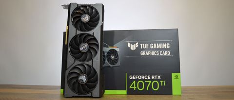 Nvidia GeForce RTX 4070 Ti graphics card on a wooden table with its retail packaging