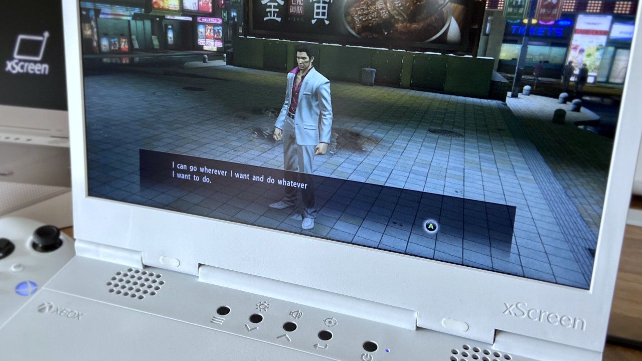 Photograph of the UPSpec Gaming xScreen for Xbox Series S in action
