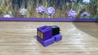 Nagaoka MP-200 moving magnet cartridge on wooden table slightly angled